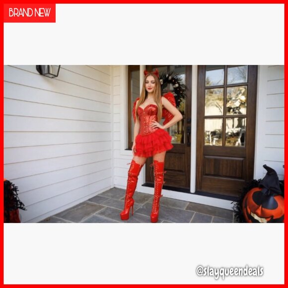 Over The Knee Thigh High Boots Stiletto Platform Round Toe Lace-up Buckle - Picture 7 of 7